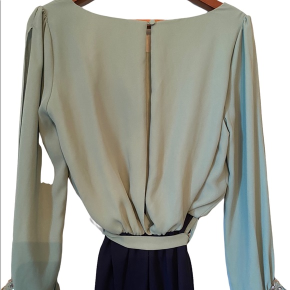 Hot & Delicious Green and Blue Long Sleeved Dress - Picture 9 of 13